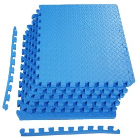 Only Supports Self Pickup  Jigsaw Sports Mat With EVA Foam Interlocking Tiles For Gymnastics And Home Gym Floor Protection, Various Sizes And Col (Option: Blue Threequartersinc 6Pieces)